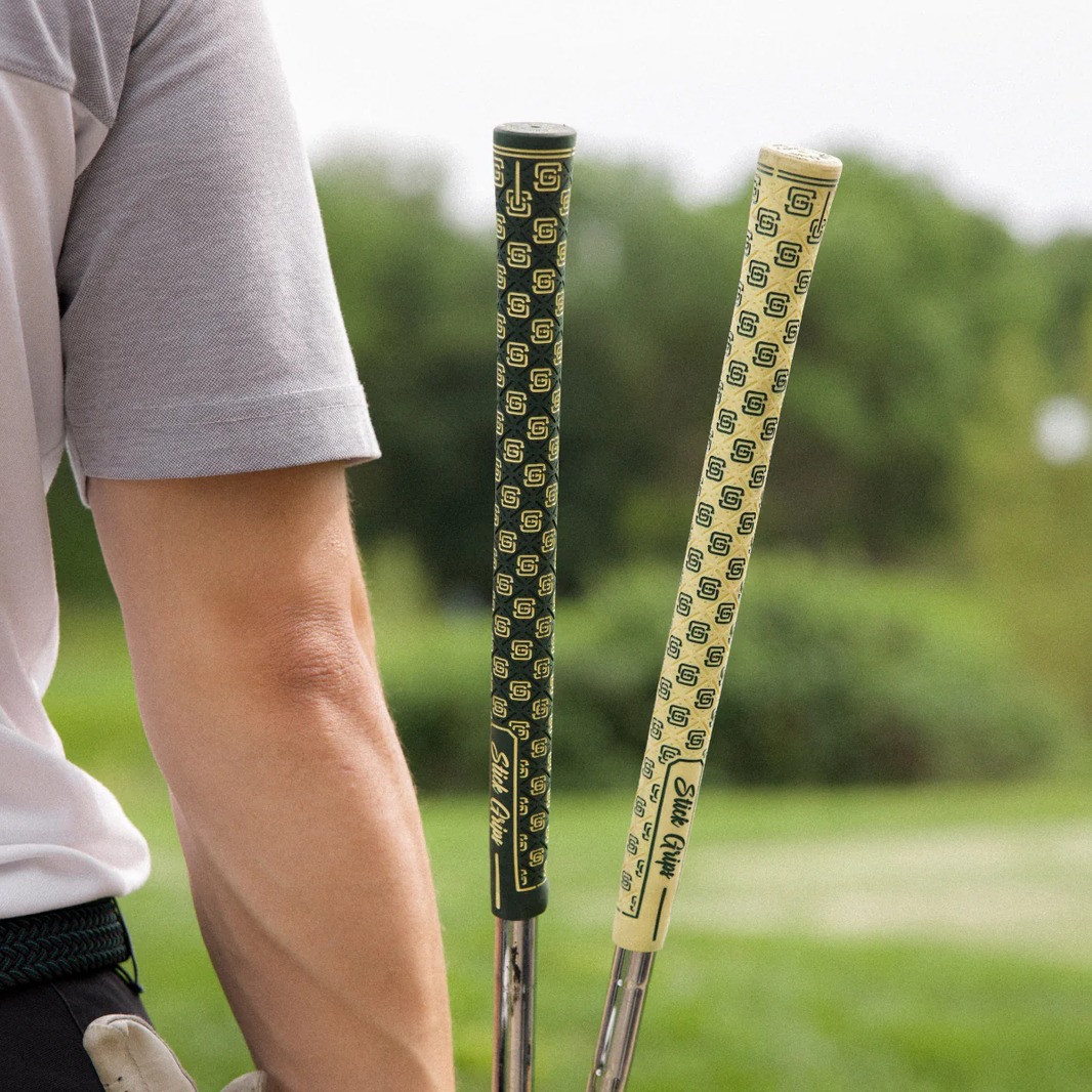 Man holding in Hand 2 Stick Grips Golf Country Club Golf Grip